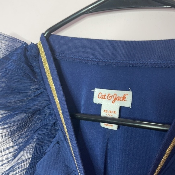 ❤️ 🆕 CAT & JACK Target Navy Nightfall Blue Metallic Gold Scalloped Dress XS - Picture 4 of 8